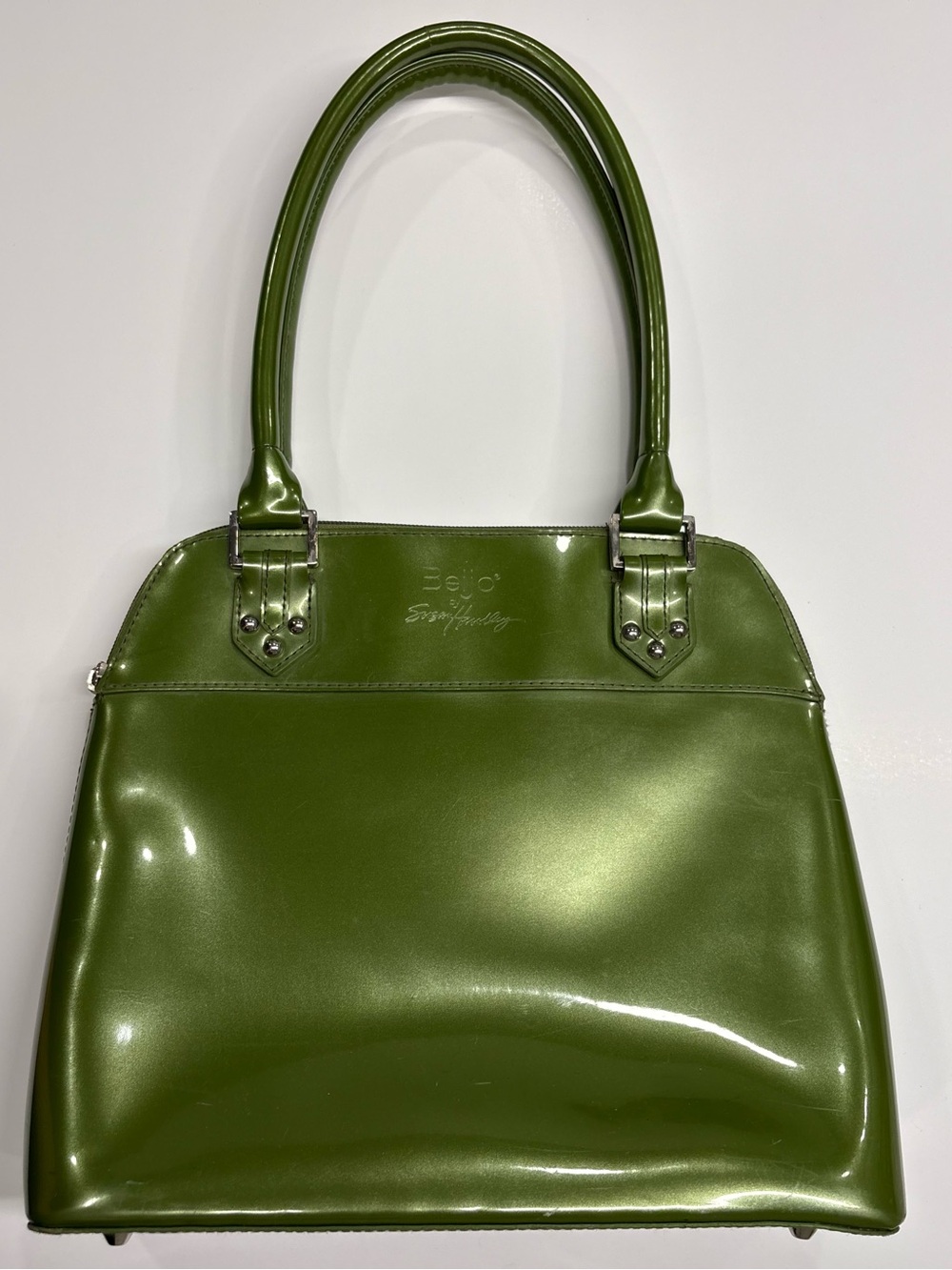 Beijo by Susan Handley Vintage Green Patent Tote Handbag